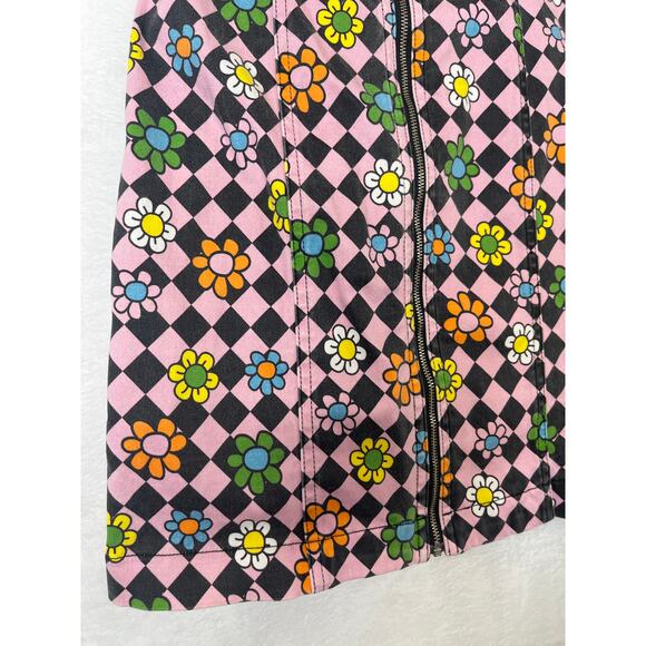 Lazy Oaf Retro Daisy Dress Checker Pink Zip Up size UK6/US2 Groovy Maximalist - Picture 11 of 11